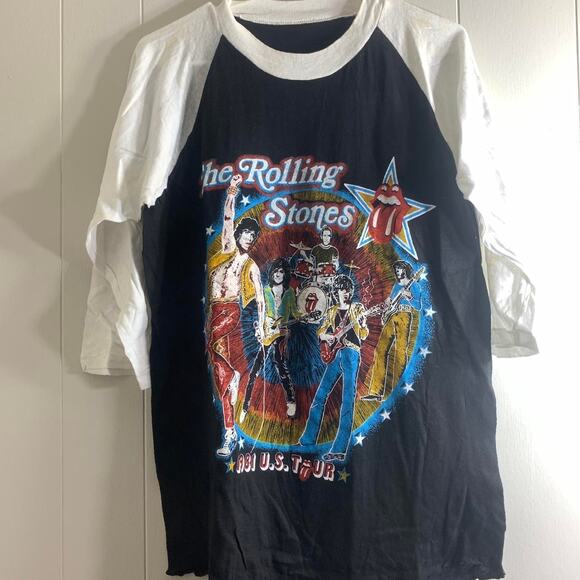 vintage 1981 ROLLING STONES Tattoo You Tour double sided 3/4 sleeve tee shirt XL - Picture 3 of 8
